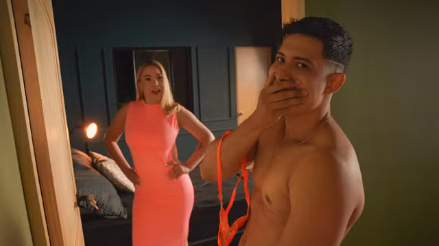 Stepson sniffs his stepmom's panties and gets caught - he fulfills his fantasy