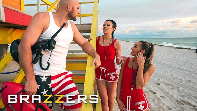 Brazzers – Lifeguards Mackenzie Mace and Kylie Rocket convince their coworker JMac to fuck them both