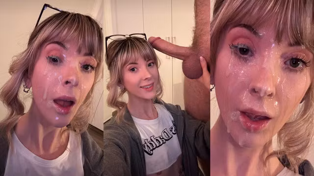 CUCK-CEPTION: Sucking my boyfriend in a video while fucking another guy (huge facial)