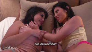 Lesbians Lily Bella and Mia Tragedy beautiful teen lesbian romantic pussy licking and scissoring orgasm