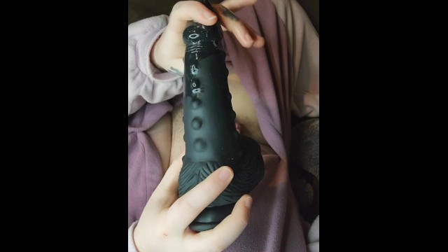Transman in onesie fuck dragon dildo