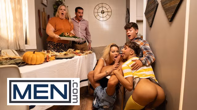 Men – Thanksgiving becomes a steamy threesome with Drake Von, Cherry Kiss and Foxy Alex